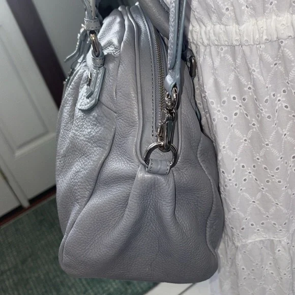 Marc Jacobs  Dome top satchel shoulder bag  Crossbody bag  leather blue gray EUC - Picture 9 of 17